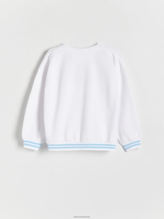 alb Reserved băieți îmbrăcăminte hanorac supradimensionat cu slogan 648HZ2210