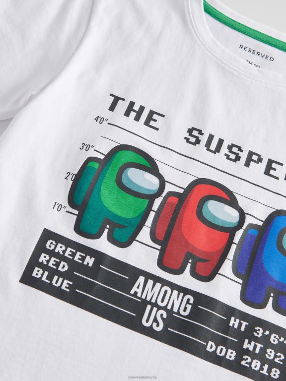 alb Reserved băieți îmbrăcăminte printre noi tricou 648HZ2132