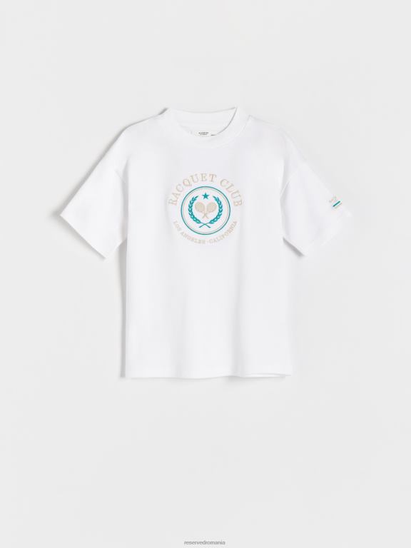 alb Reserved băieți îmbrăcăminte tricou cu detalii de broderie 648HZ2051