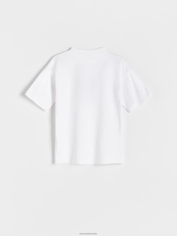 alb Reserved băieți îmbrăcăminte tricou cu detalii de broderie 648HZ2051