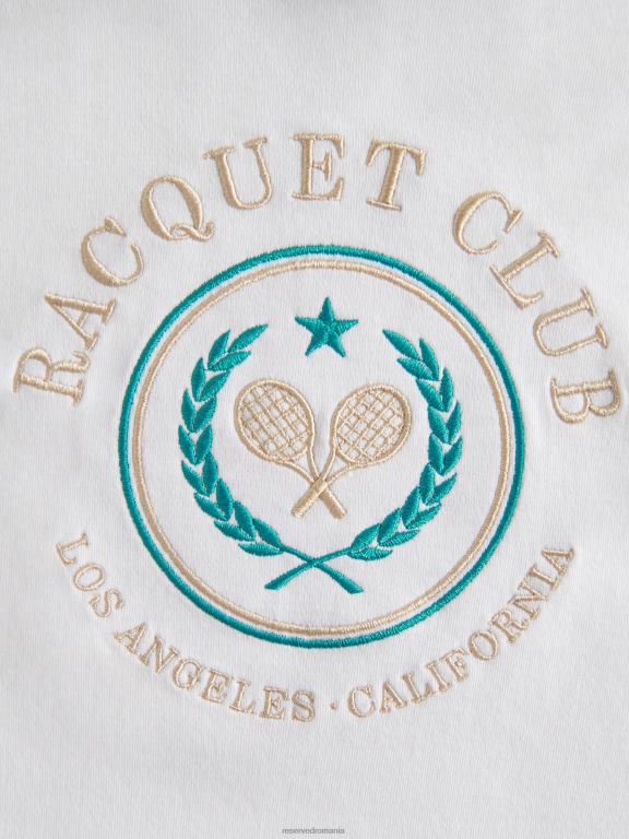 alb Reserved băieți îmbrăcăminte tricou cu detalii de broderie 648HZ2051