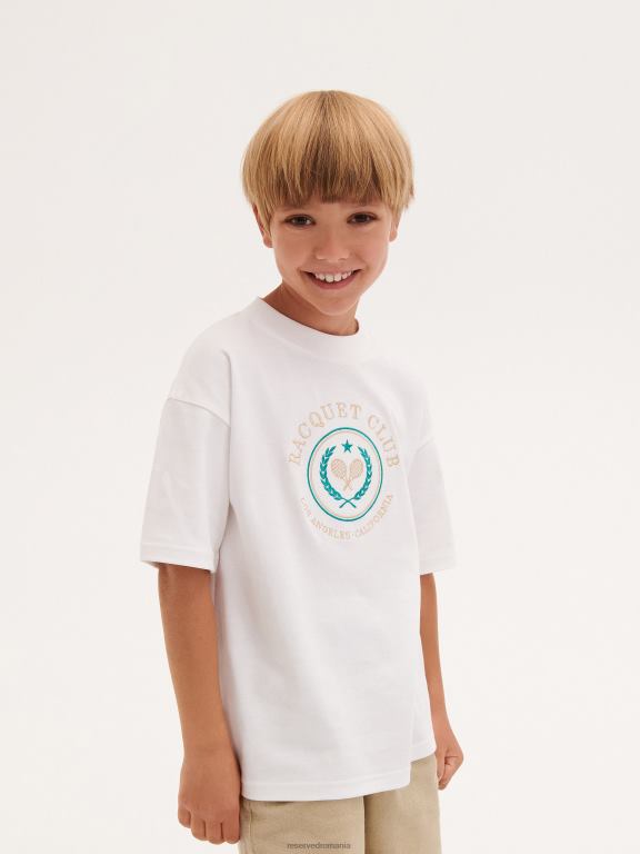 alb Reserved băieți îmbrăcăminte tricou cu detalii de broderie 648HZ2051