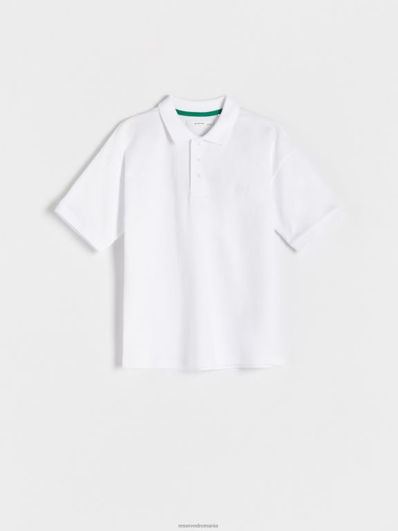 alb Reserved băieți îmbrăcăminte tricou polo cu detaliu de broderie 648HZ2019