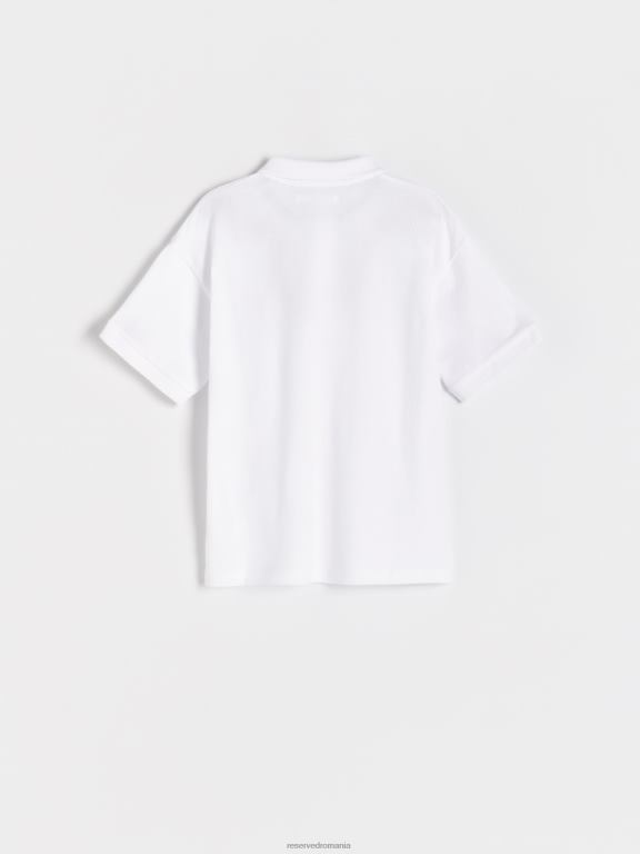 alb Reserved băieți îmbrăcăminte tricou polo cu detaliu de broderie 648HZ2019