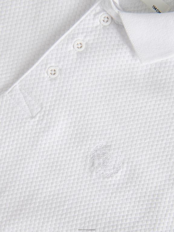 alb Reserved băieți îmbrăcăminte tricou polo cu detaliu de broderie 648HZ2019