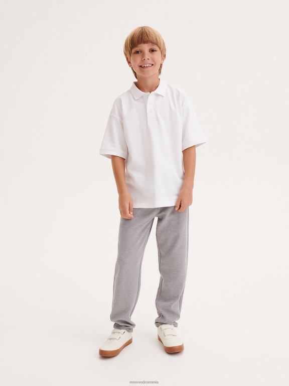 alb Reserved băieți îmbrăcăminte tricou polo cu detaliu de broderie 648HZ2019