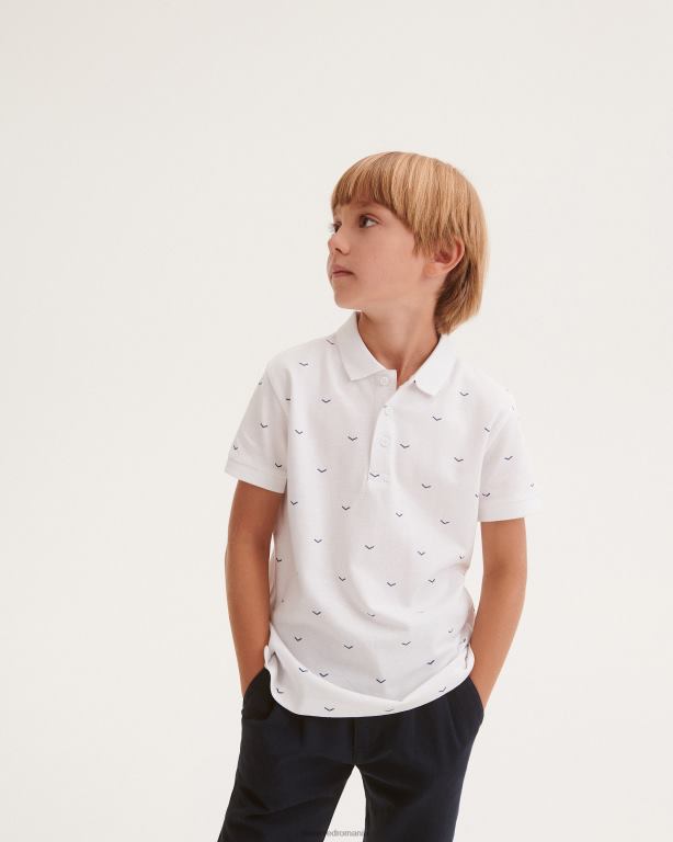 alb Reserved băieți îmbrăcăminte tricou polo cu imprimeu 648HZ2017