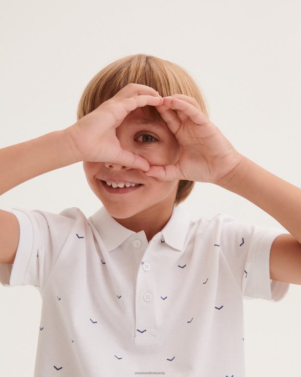 alb Reserved băieți îmbrăcăminte tricou polo cu imprimeu 648HZ2017