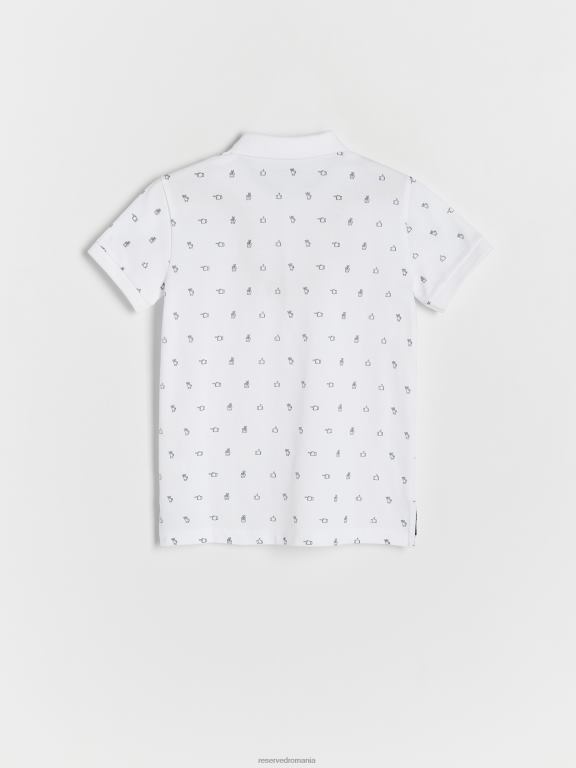 alb Reserved băieți îmbrăcăminte tricou polo cu model fin 648HZ2045