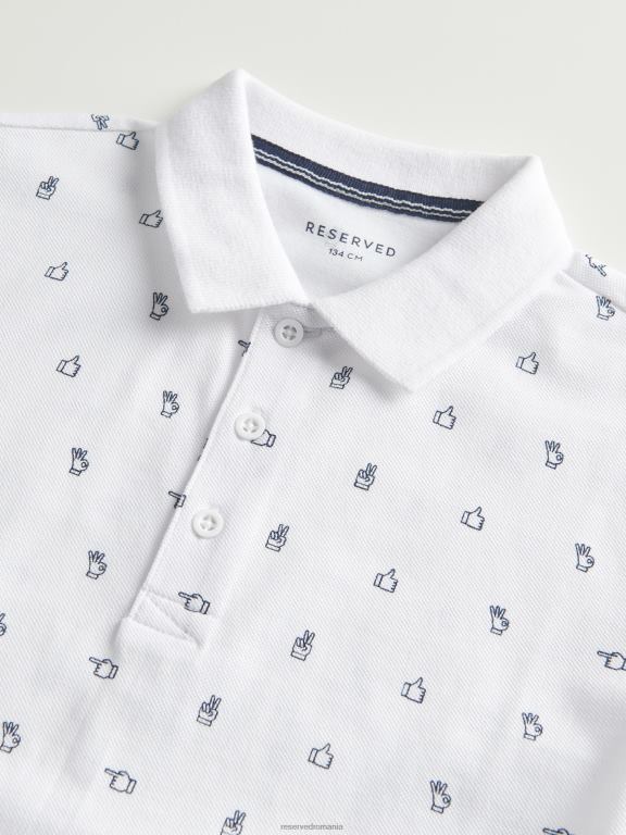 alb Reserved băieți îmbrăcăminte tricou polo cu model fin 648HZ2045