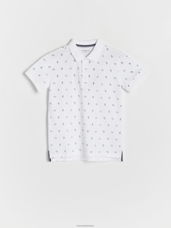 alb Reserved băieți îmbrăcăminte tricou polo cu model fin 648HZ2175