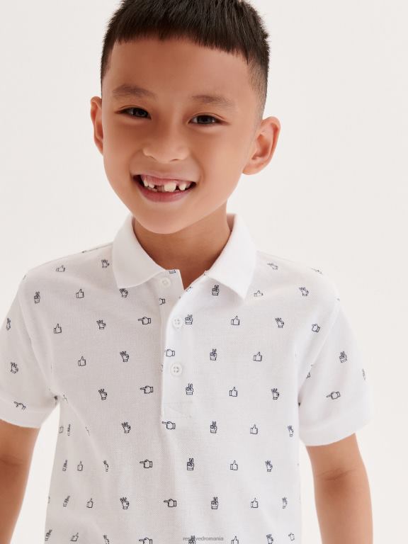 alb Reserved băieți îmbrăcăminte tricou polo cu model fin 648HZ2175