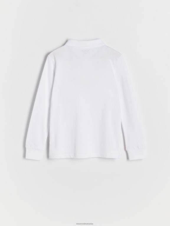 alb Reserved băieți îmbrăcăminte tricou polo din bumbac cu maneca lunga 648HZ2050