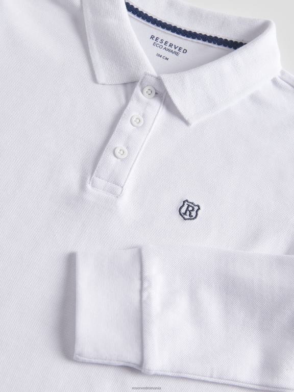 alb Reserved băieți îmbrăcăminte tricou polo din bumbac cu maneca lunga 648HZ2050