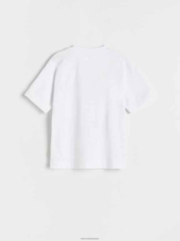alb Reserved băieți îmbrăcăminte tricou supradimensionat cu imprimeu 648HZ2149