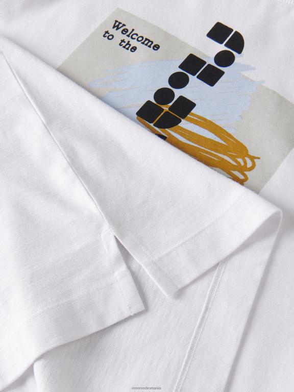 alb Reserved băieți îmbrăcăminte tricou supradimensionat cu imprimeu 648HZ2149
