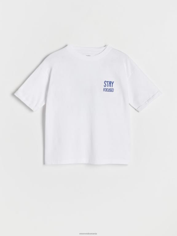 alb Reserved băieți îmbrăcăminte tricou supradimensionat cu imprimeu 648HZ2209