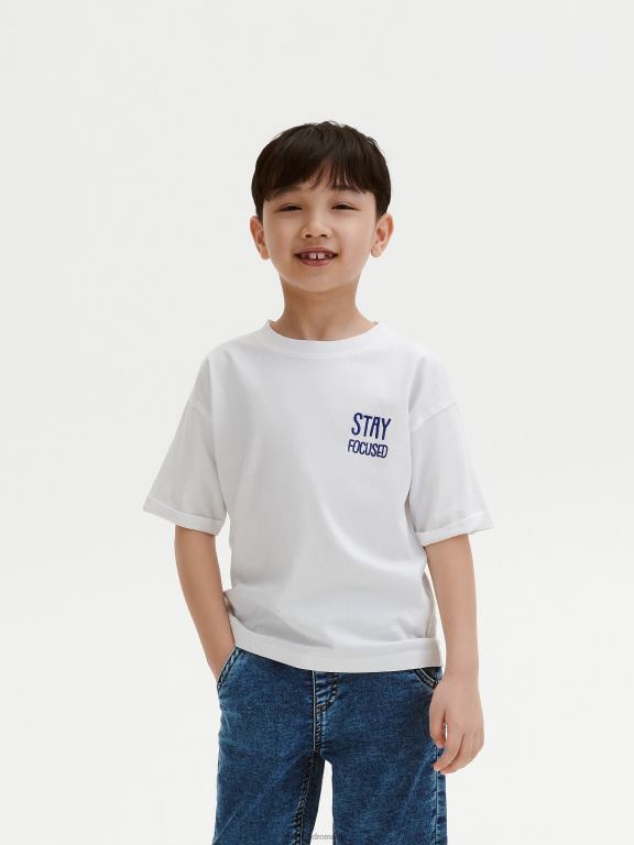 alb Reserved băieți îmbrăcăminte tricou supradimensionat cu imprimeu 648HZ2209