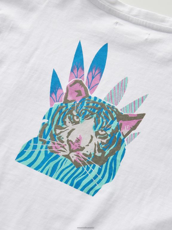 alb Reserved băieți îmbrăcăminte tricou supradimensionat cu imprimeu 648HZ2209