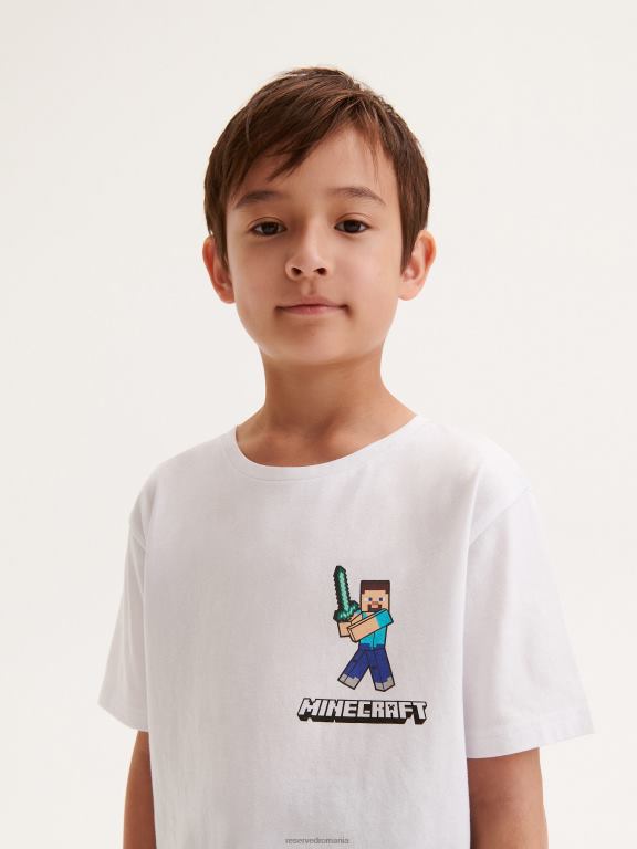 alb Reserved băieți îmbrăcăminte tricou supradimensionat minecraft 648HZ2058
