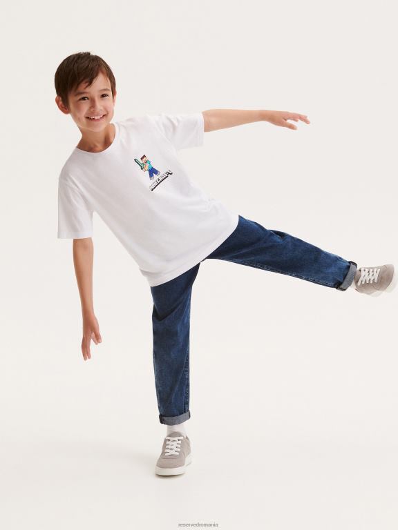 alb Reserved băieți îmbrăcăminte tricou supradimensionat minecraft 648HZ2058