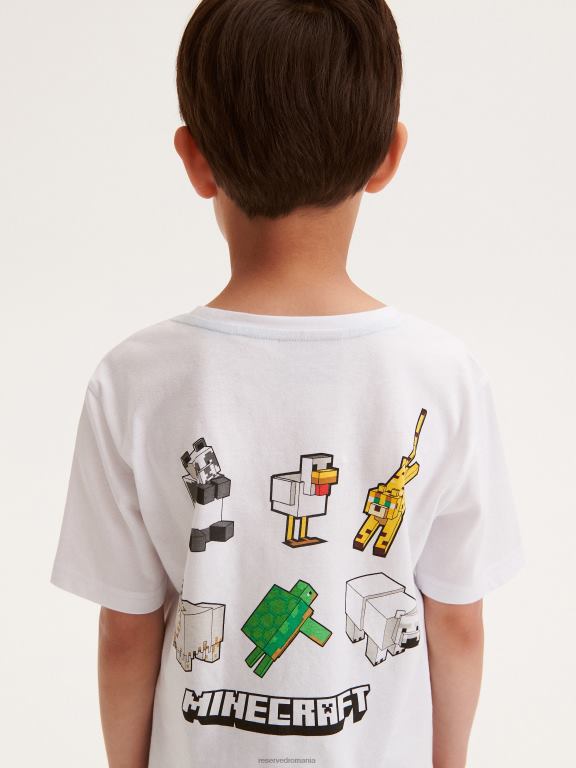 alb Reserved băieți îmbrăcăminte tricou supradimensionat minecraft 648HZ2058