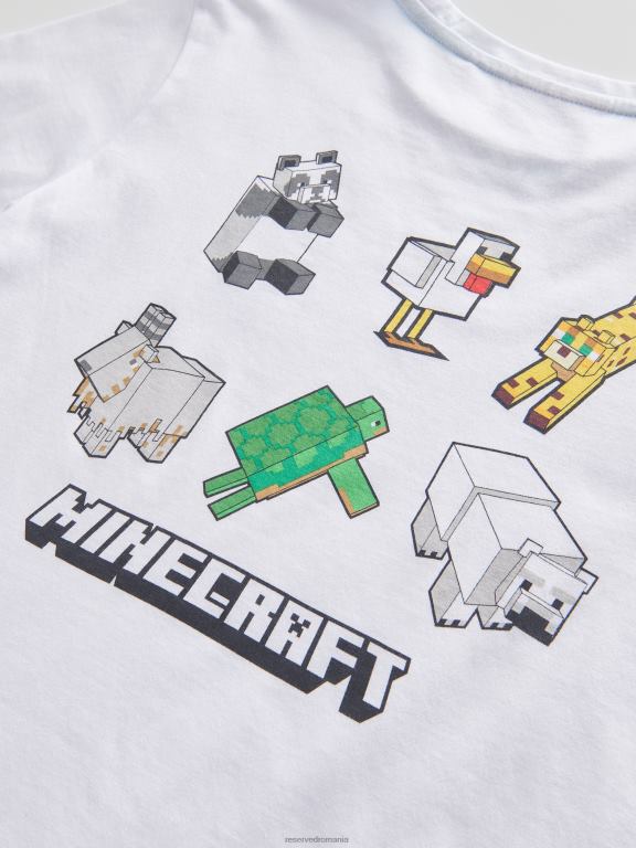 alb Reserved băieți îmbrăcăminte tricou supradimensionat minecraft 648HZ2058