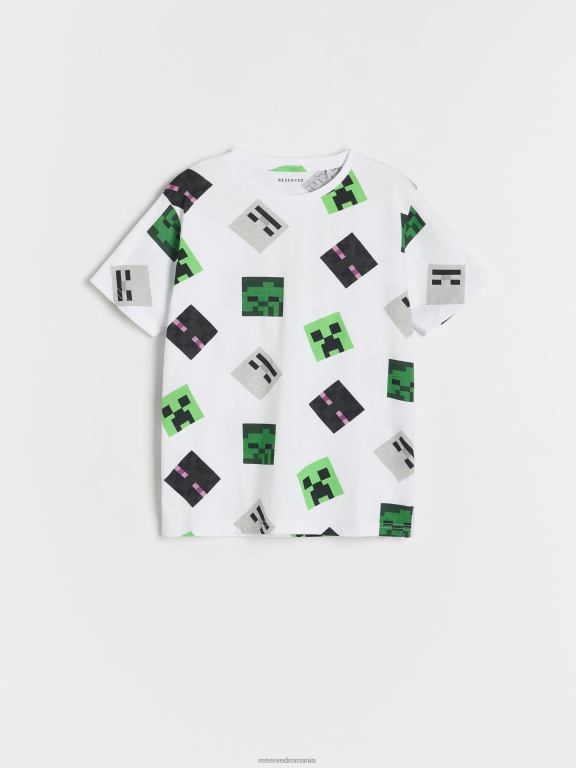 alb Reserved băieți îmbrăcăminte tricou supradimensionat minecraft 648HZ2156
