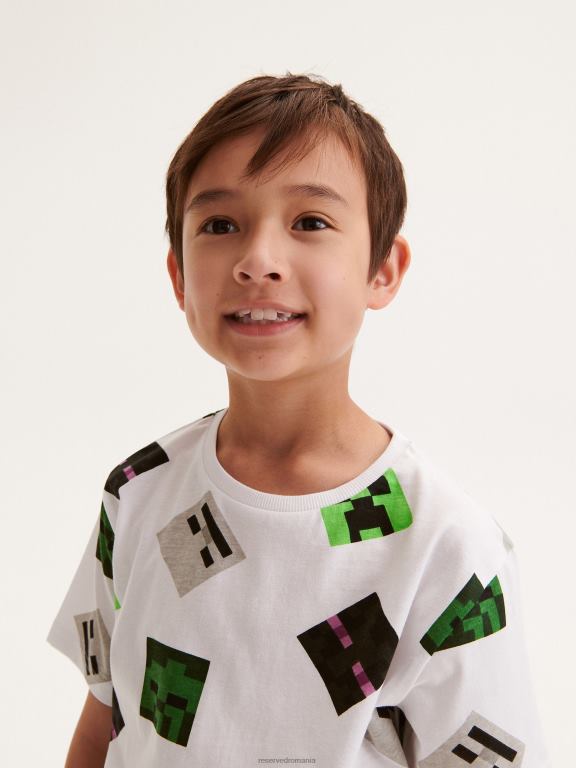 alb Reserved băieți îmbrăcăminte tricou supradimensionat minecraft 648HZ2156