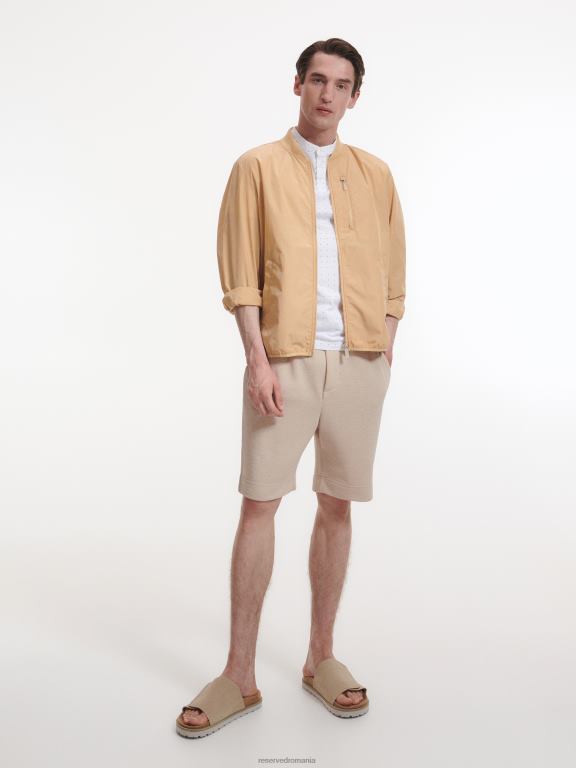 alb Reserved bărbați îmbrăcăminte Tricou polo slim fit cu guler ridicat 648HZ1335