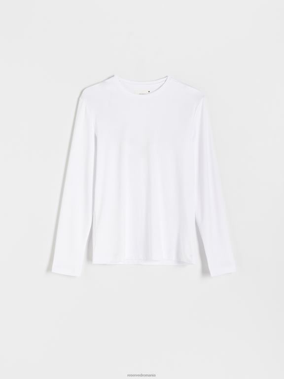 alb Reserved bărbați îmbrăcăminte bluză slim cu mânecă lungă 648HZ1197