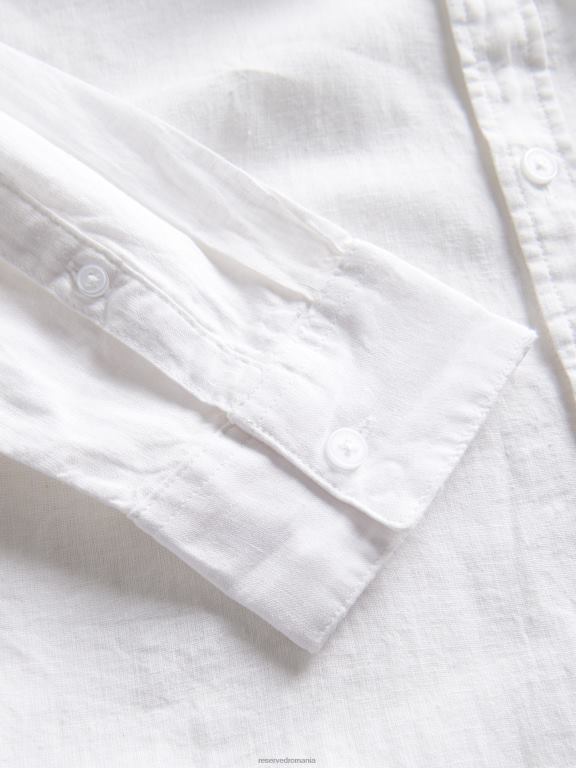 alb Reserved bărbați îmbrăcăminte cămașă bogată în in cu potrivire regulată 648HZ1351