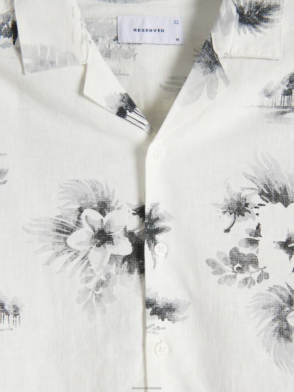 alb Reserved bărbați îmbrăcăminte cămașă bogată în in cu potrivire regulată 648HZ1393