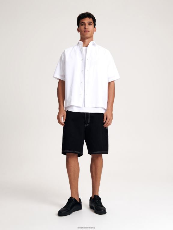 alb Reserved bărbați îmbrăcăminte cămașă boxy fit 648HZ1384