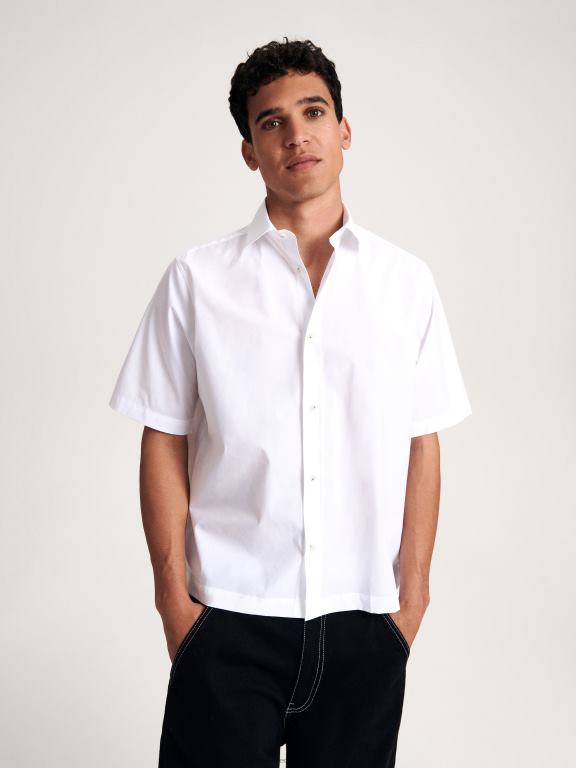 alb Reserved bărbați îmbrăcăminte cămașă boxy fit 648HZ1384