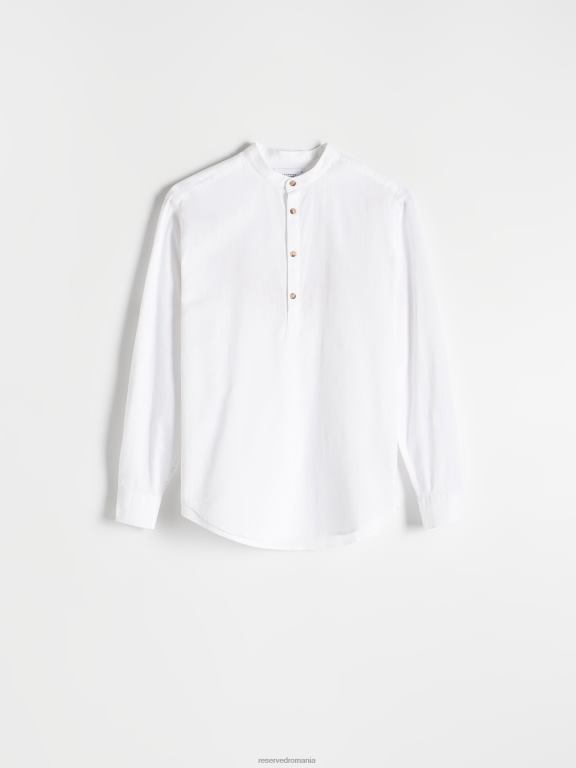 alb Reserved bărbați îmbrăcăminte cămașă cu combinație normală de in 648HZ1352