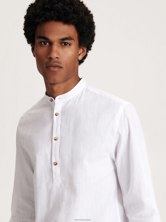 alb Reserved bărbați îmbrăcăminte cămașă cu combinație normală de in 648HZ1352