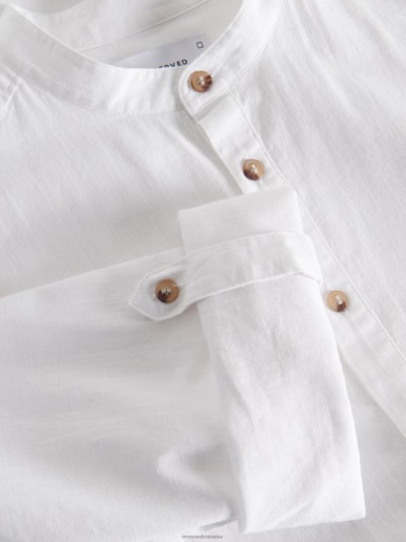 alb Reserved bărbați îmbrăcăminte cămașă cu combinație normală de in 648HZ1352