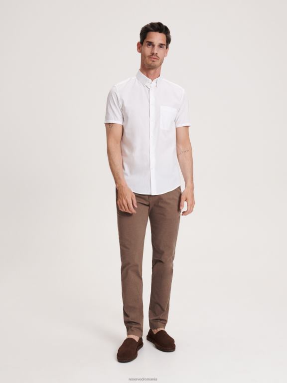 alb Reserved bărbați îmbrăcăminte cămașă cu potrivire obișnuită 648HZ1379