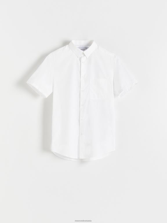alb Reserved bărbați îmbrăcăminte cămașă cu potrivire obișnuită 648HZ1379