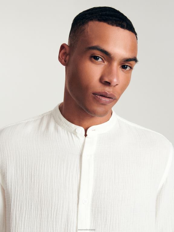 alb Reserved bărbați îmbrăcăminte cămașă cu potrivire obișnuită 648HZ1380