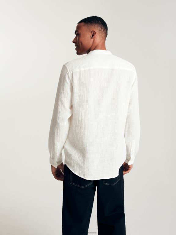 alb Reserved bărbați îmbrăcăminte cămașă cu potrivire obișnuită 648HZ1380