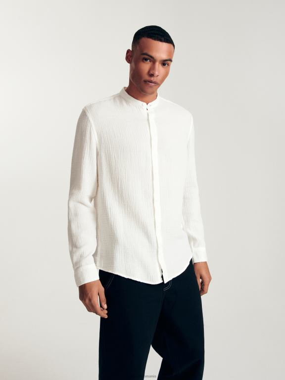 alb Reserved bărbați îmbrăcăminte cămașă cu potrivire obișnuită 648HZ1380