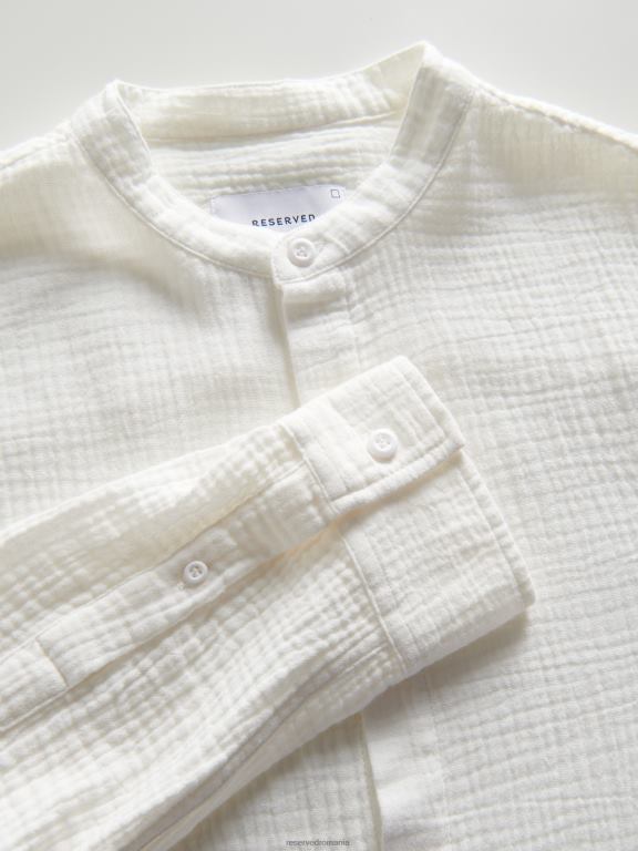 alb Reserved bărbați îmbrăcăminte cămașă cu potrivire obișnuită 648HZ1380