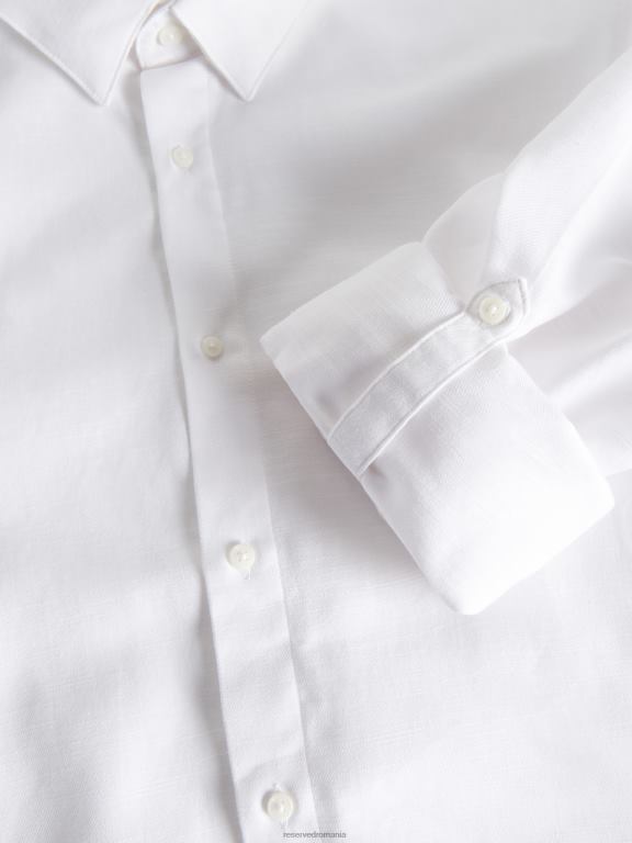 alb Reserved bărbați îmbrăcăminte cămașă cu potrivire obișnuită 648HZ1402