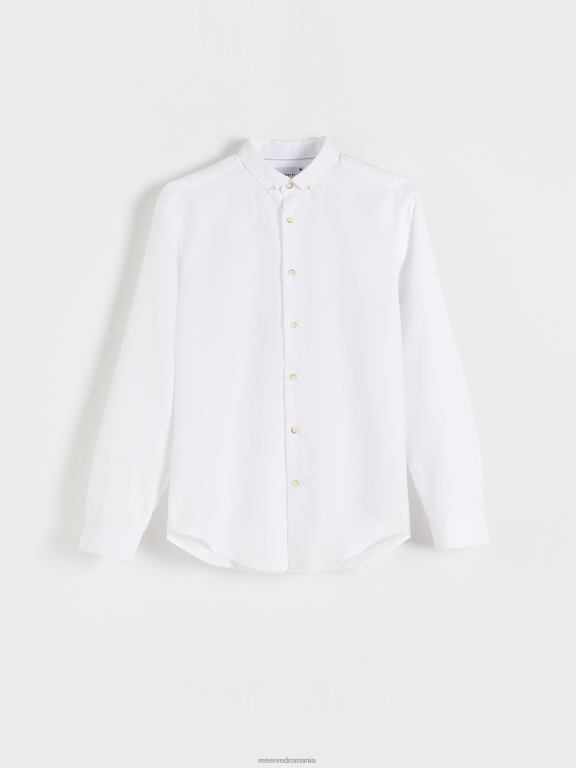 alb Reserved bărbați îmbrăcăminte cămașă cu potrivire obișnuită 648HZ1404