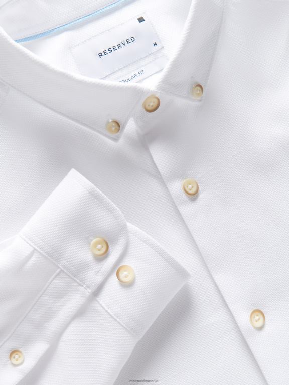 alb Reserved bărbați îmbrăcăminte cămașă cu potrivire obișnuită 648HZ1404