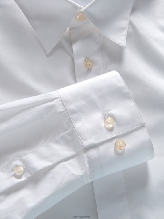 alb Reserved bărbați îmbrăcăminte cămașă din bumbac cu potrivire obișnuită 648HZ1397
