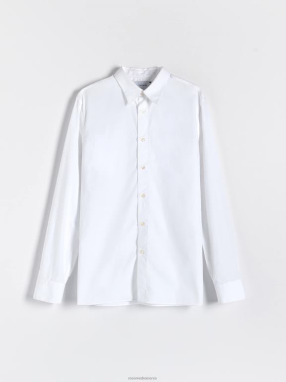 alb Reserved bărbați îmbrăcăminte cămașă din bumbac cu potrivire obișnuită 648HZ1397
