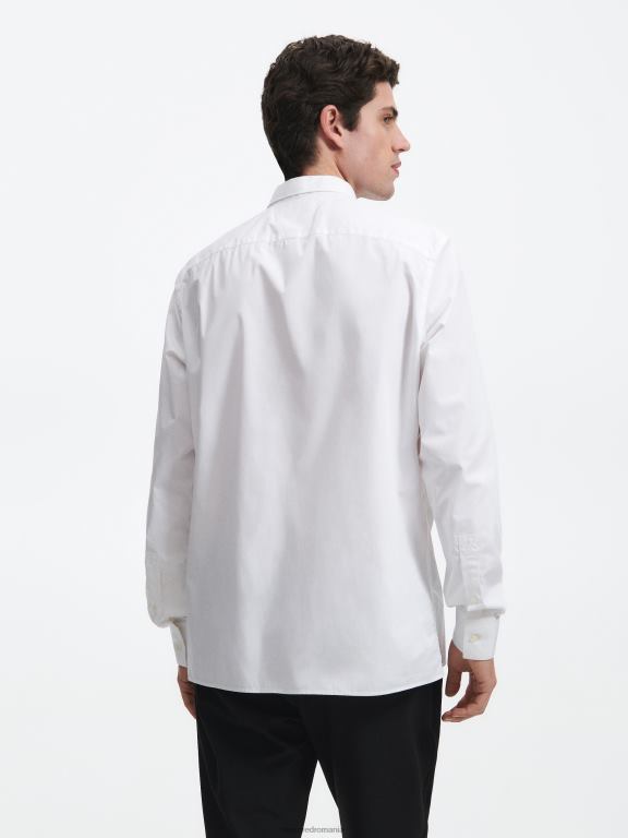 alb Reserved bărbați îmbrăcăminte cămașă din bumbac cu potrivire obișnuită 648HZ1397